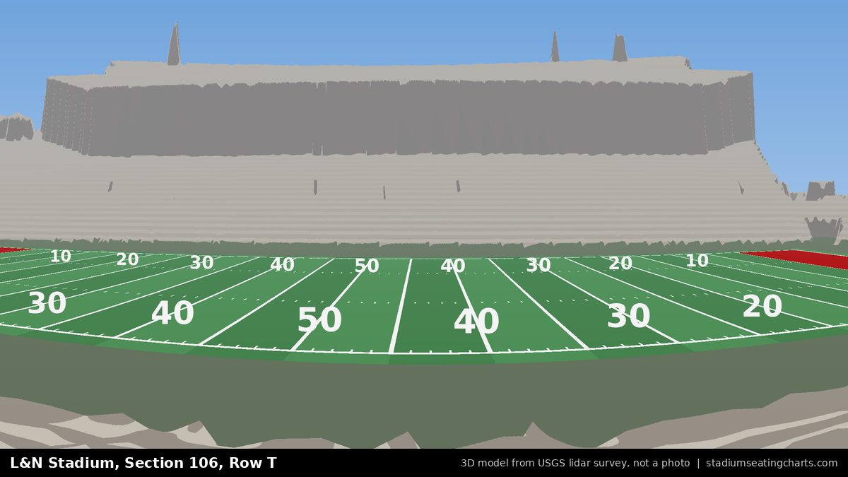 View from L&N Stadium Section 106, Row T, looking toward the field