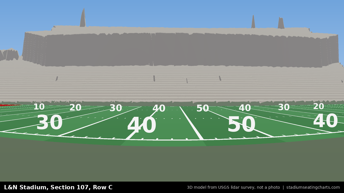 View from L&N Stadium Section 107, Row C, looking toward the field