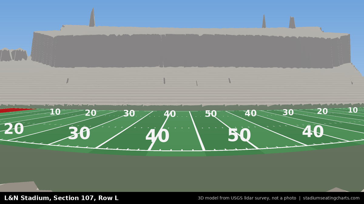 View from L&N Stadium Section 107, Row L, looking toward the field