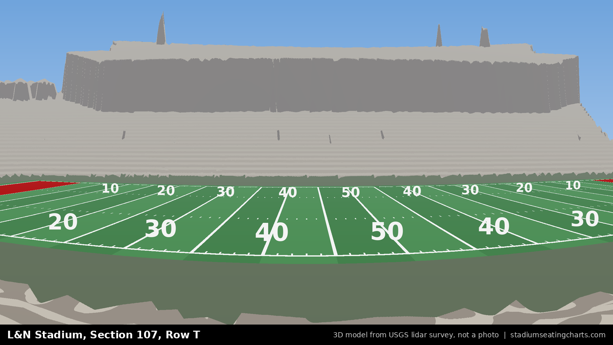 View from L&N Stadium Section 107, Row T, looking toward the field