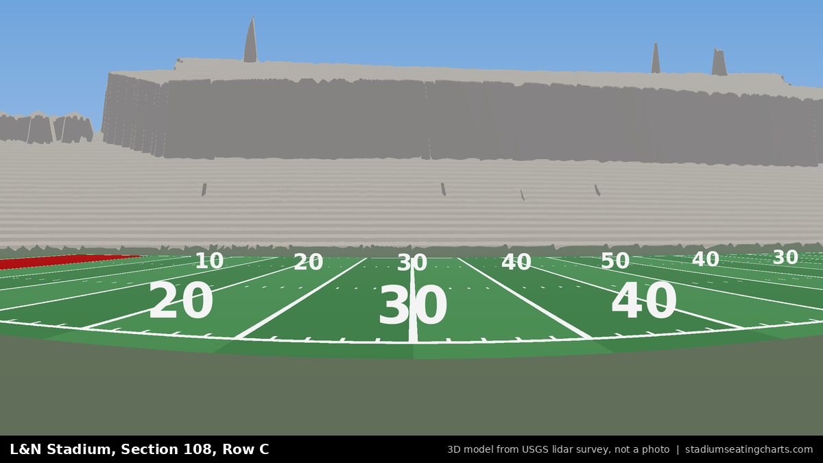 View from L&N Stadium Section 108, Row C, looking toward the field
