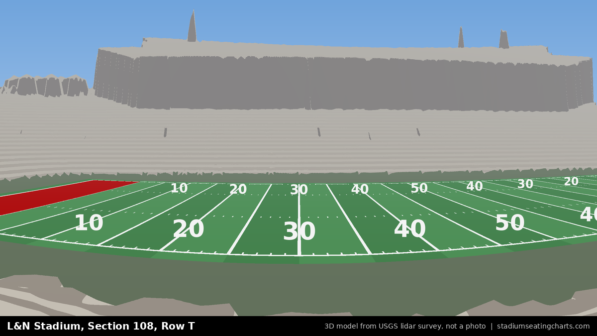 View from L&N Stadium Section 108, Row T, looking toward the field