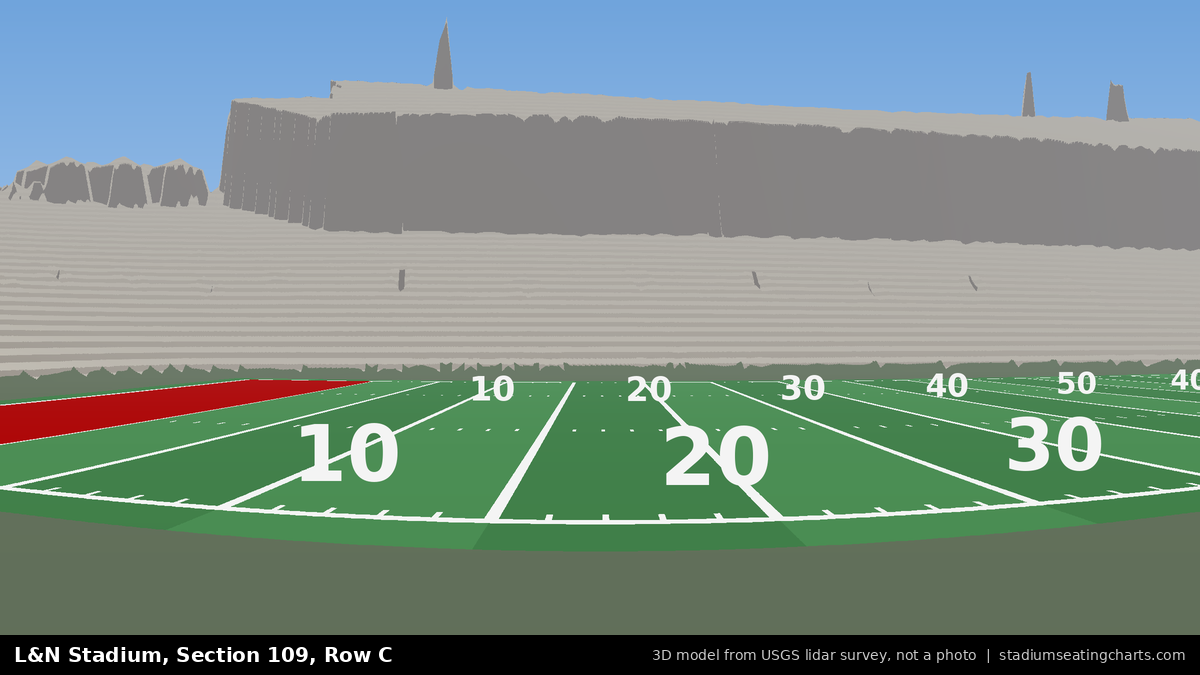 View from L&N Stadium Section 109, Row C, looking toward the field