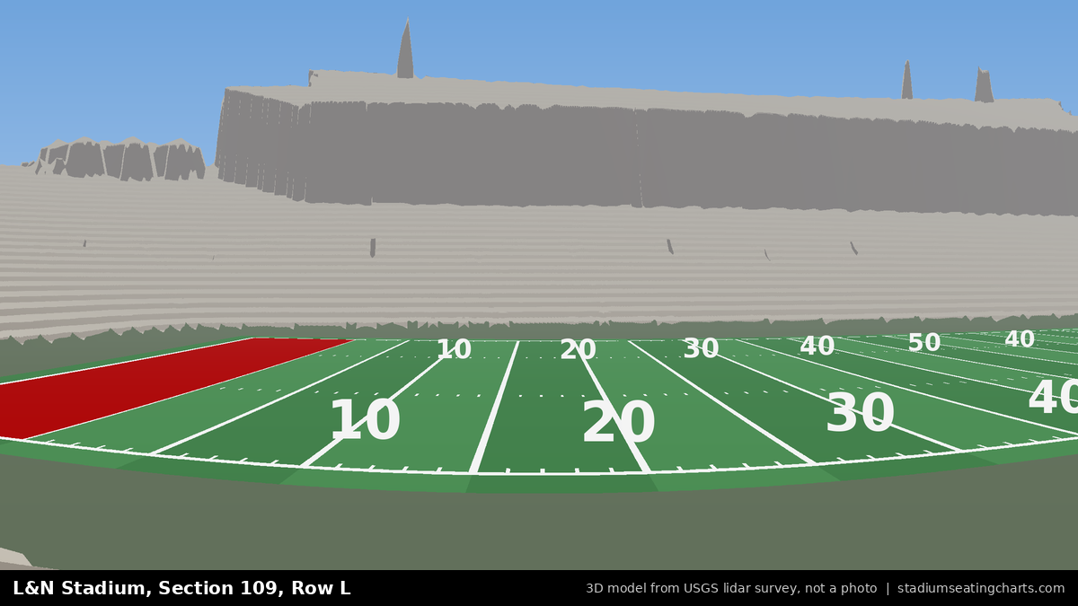 View from L&N Stadium Section 109, Row L, looking toward the field