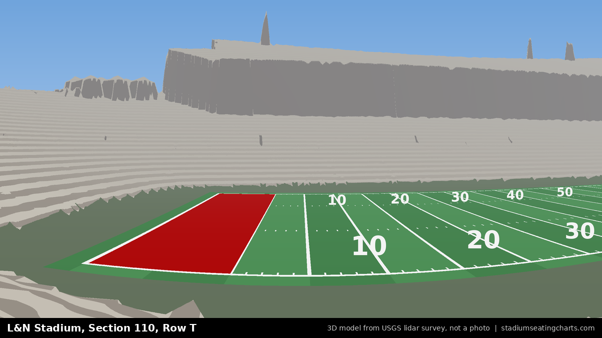 View from L&N Stadium Section 110, Row T, looking toward the field