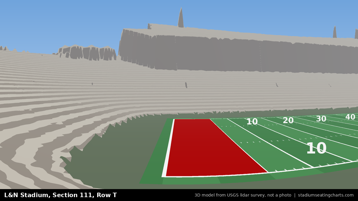 View from L&N Stadium Section 111, Row T, looking toward the field