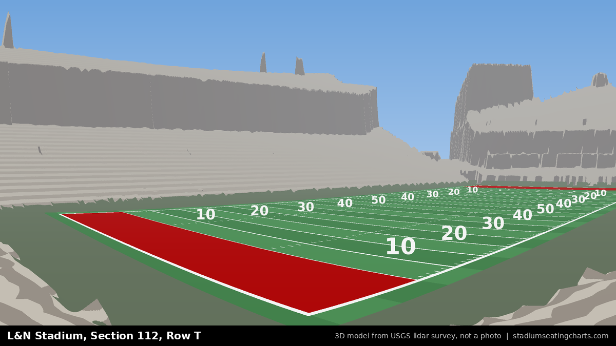 View from L&N Stadium Section 112, Row T, looking toward the field