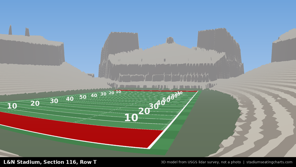 View from L&N Stadium Section 116, Row T, looking toward the field