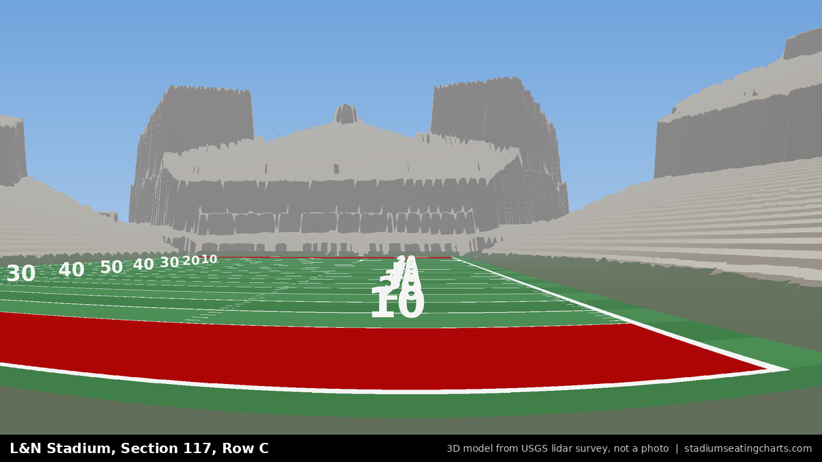 View from L&N Stadium Section 117, Row C, looking toward the field