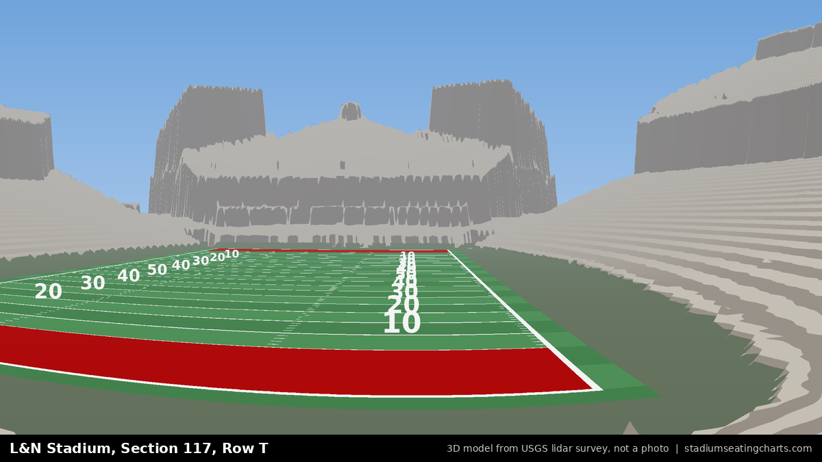 View from L&N Stadium Section 117, Row T, looking toward the field