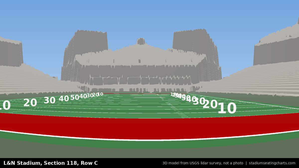View from L&N Stadium Section 118, Row C, looking toward the field