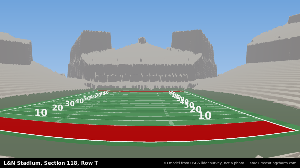 View from L&N Stadium Section 118, Row T, looking toward the field