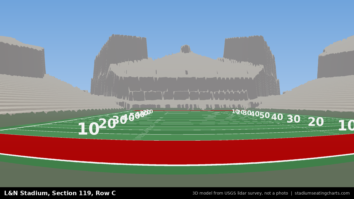 View from L&N Stadium Section 119, Row C, looking toward the field