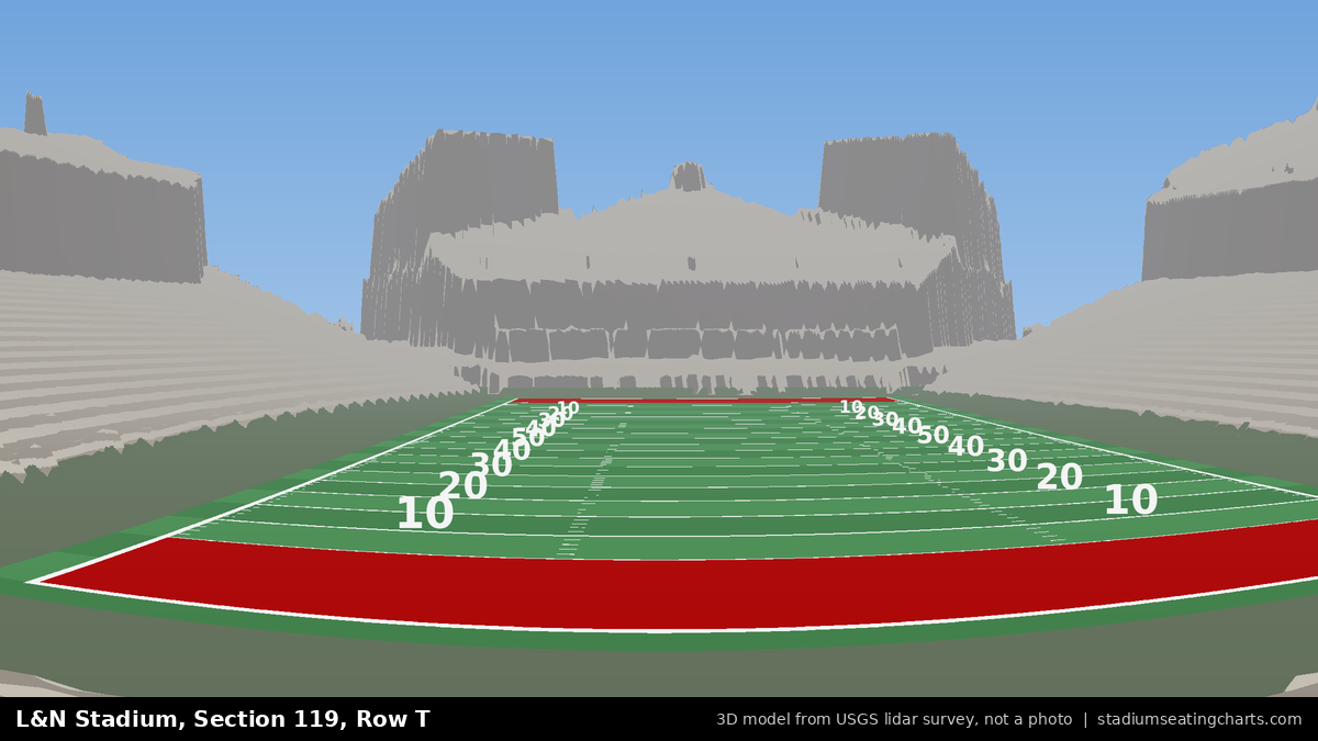View from L&N Stadium Section 119, Row T, looking toward the field