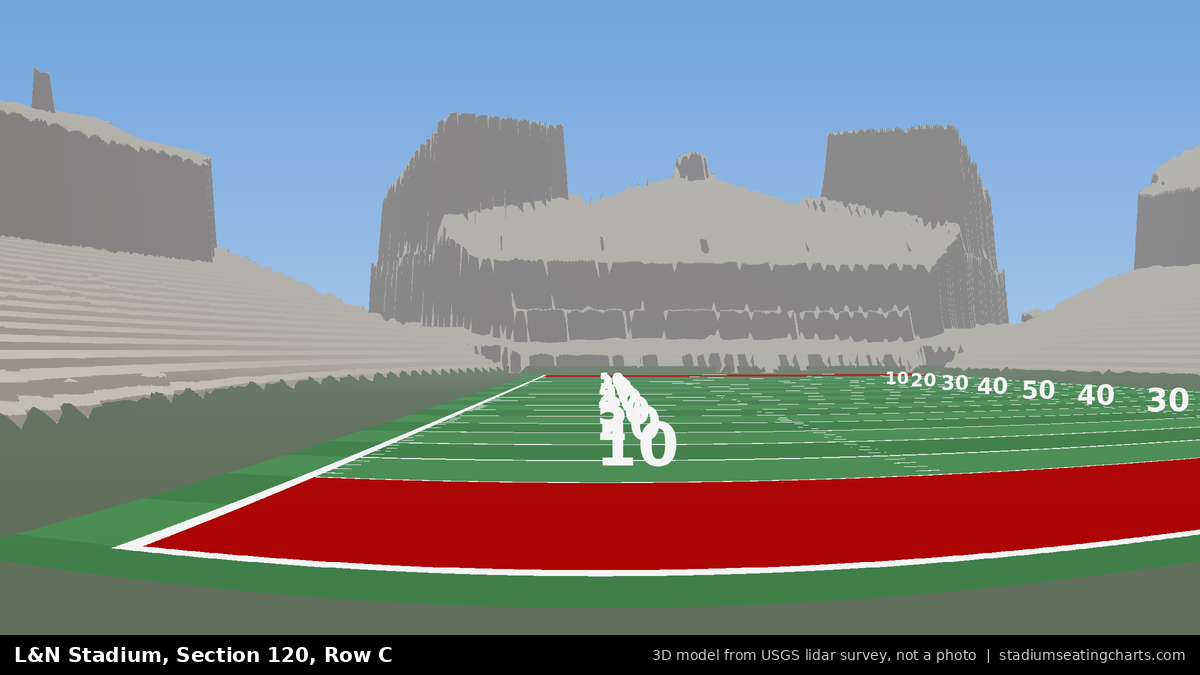 View from L&N Stadium Section 120, Row C, looking toward the field
