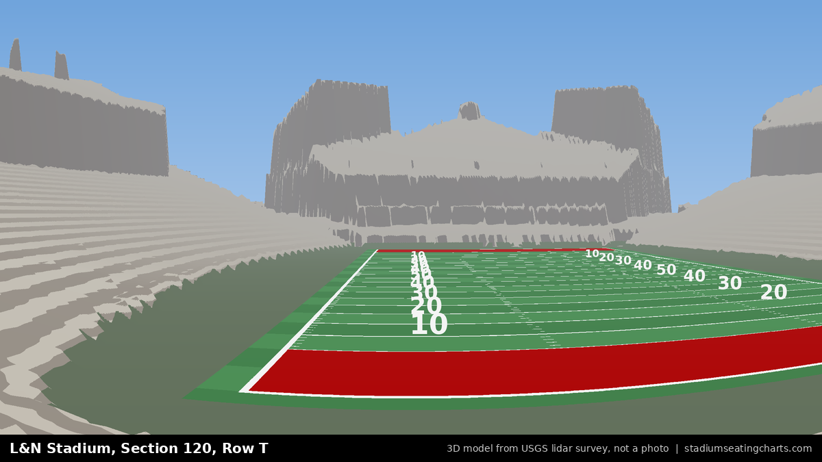 View from L&N Stadium Section 120, Row T, looking toward the field