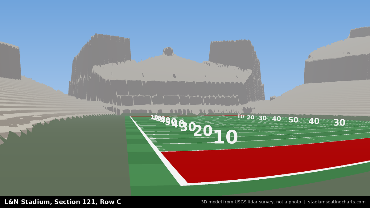View from L&N Stadium Section 121, Row C, looking toward the field