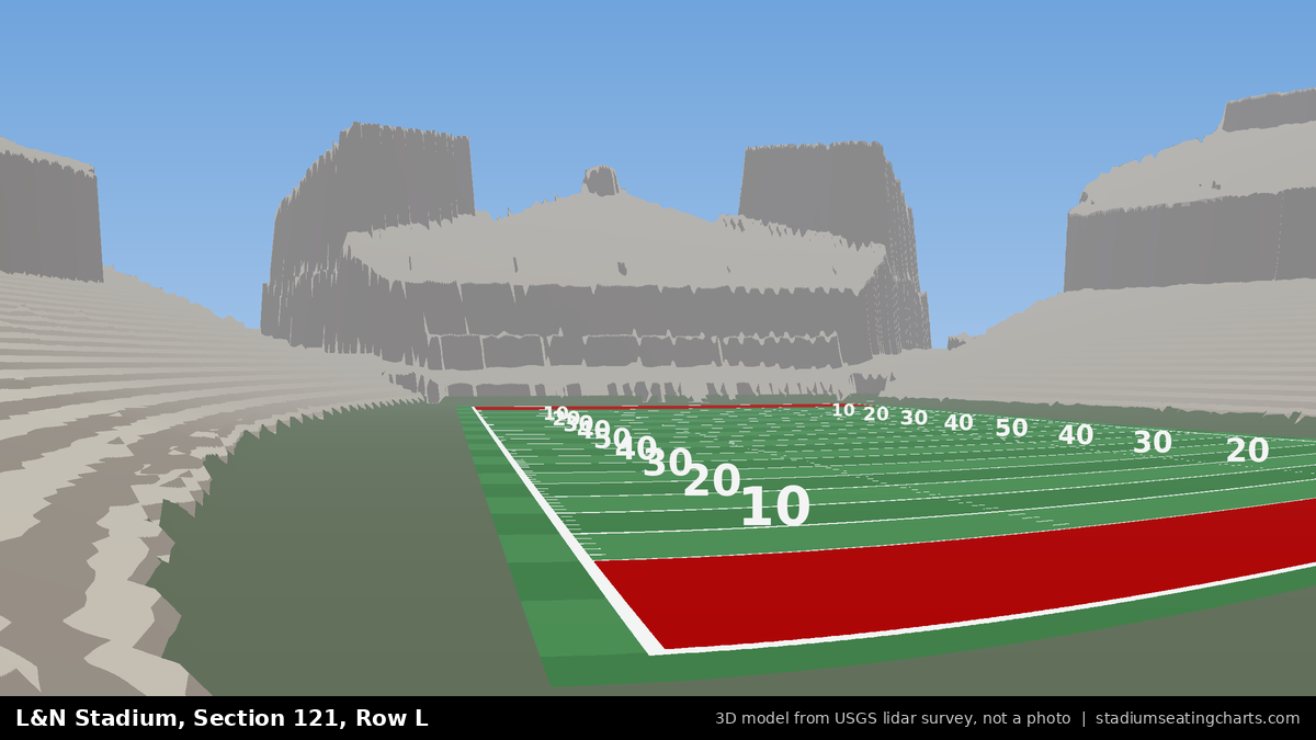 View from L&N Stadium Section 121, Row L, looking toward the field