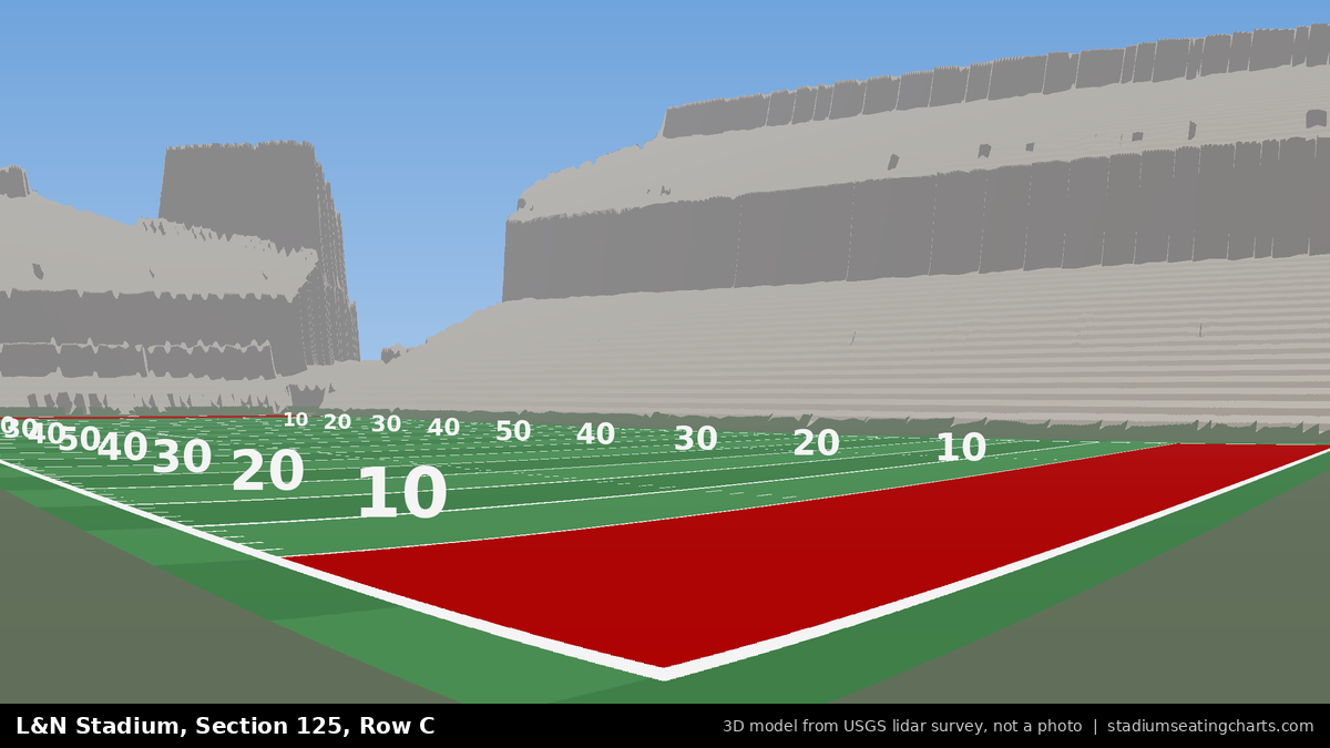 View from L&N Stadium Section 125, Row C, looking toward the field