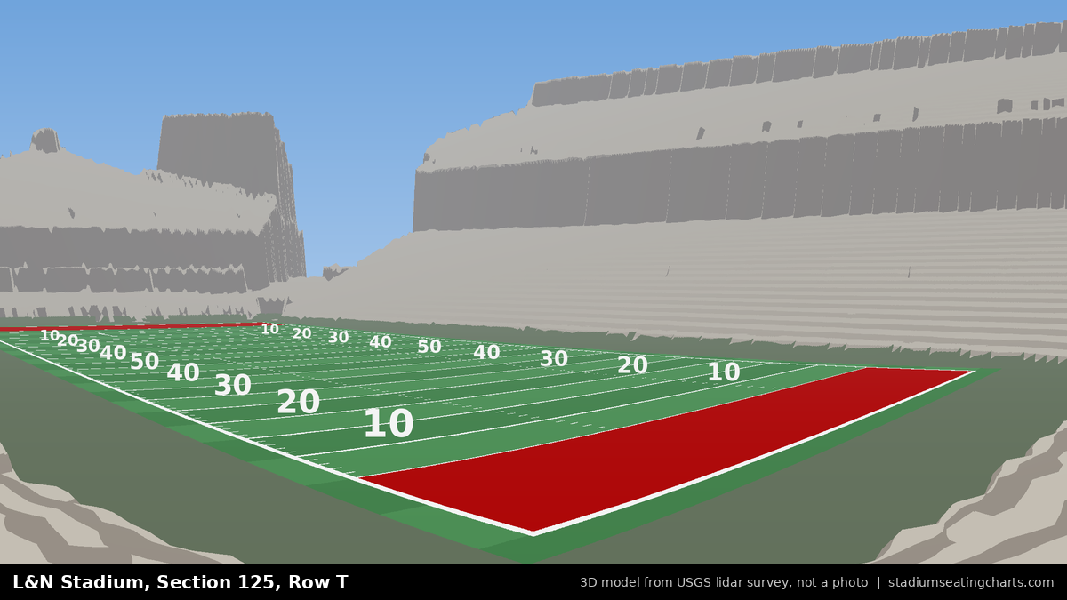 View from L&N Stadium Section 125, Row T, looking toward the field