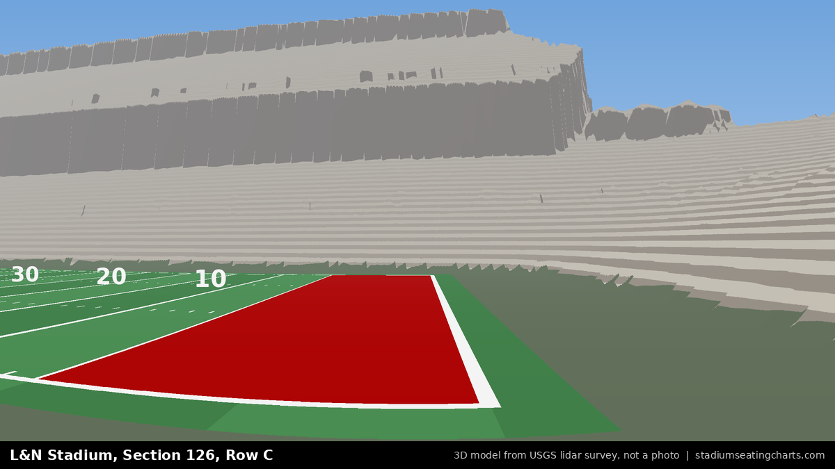 View from L&N Stadium Section 126, Row C, looking toward the field