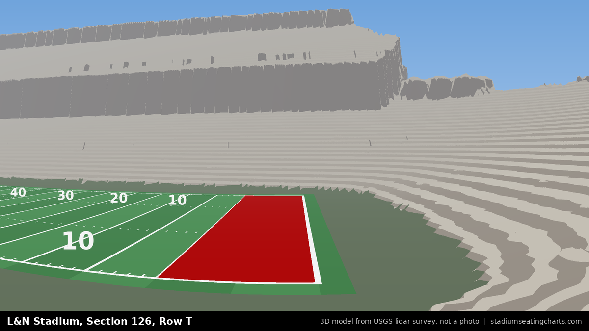 View from L&N Stadium Section 126, Row T, looking toward the field