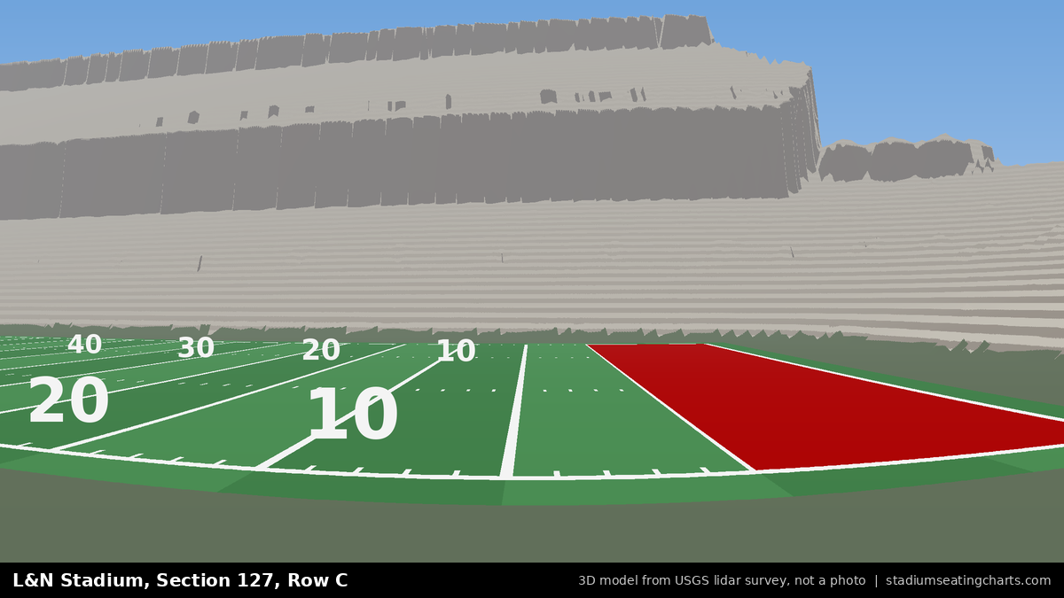 View from L&N Stadium Section 127, Row C, looking toward the field