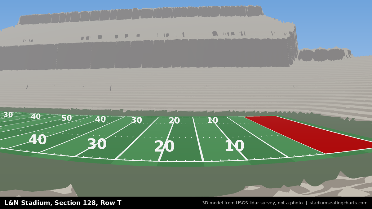 View from L&N Stadium Section 128, Row T, looking toward the field