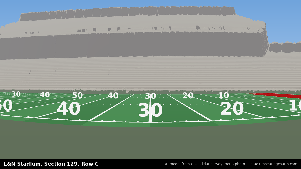 View from L&N Stadium Section 129, Row C, looking toward the field