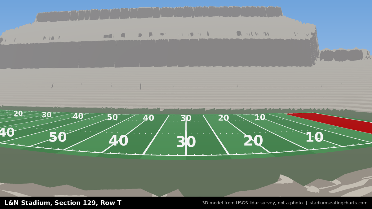 View from L&N Stadium Section 129, Row T, looking toward the field