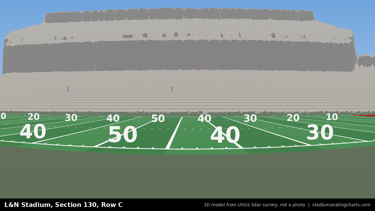 View from L&N Stadium Section 130, Row C, looking toward the field