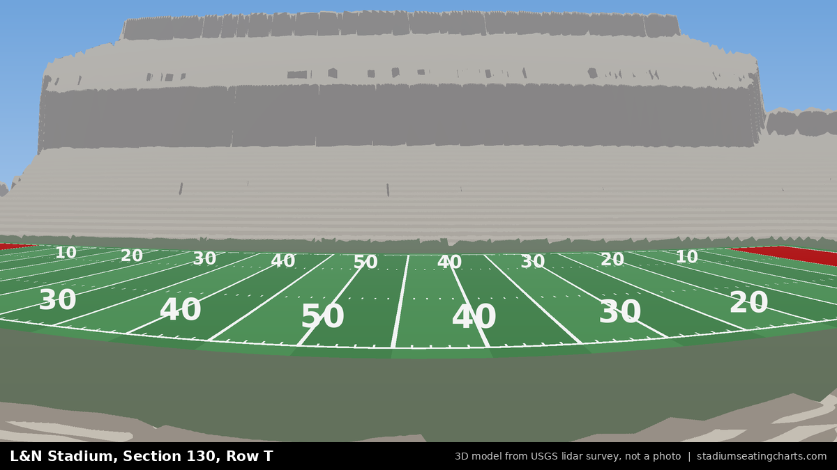 View from L&N Stadium Section 130, Row T, looking toward the field