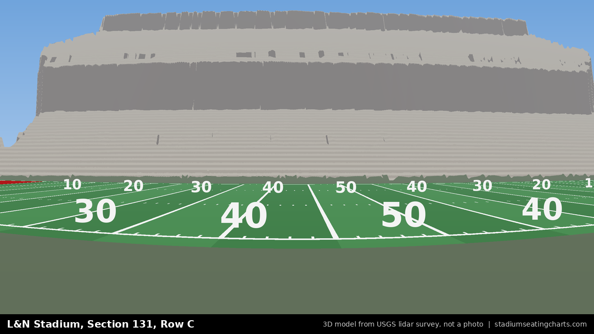 View from L&N Stadium Section 131, Row C, looking toward the field