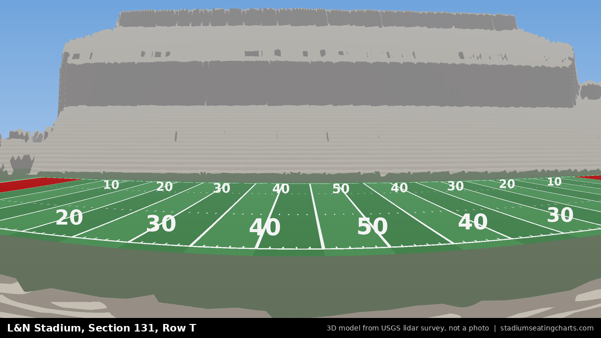 View from L&N Stadium Section 131, Row T, looking toward the field