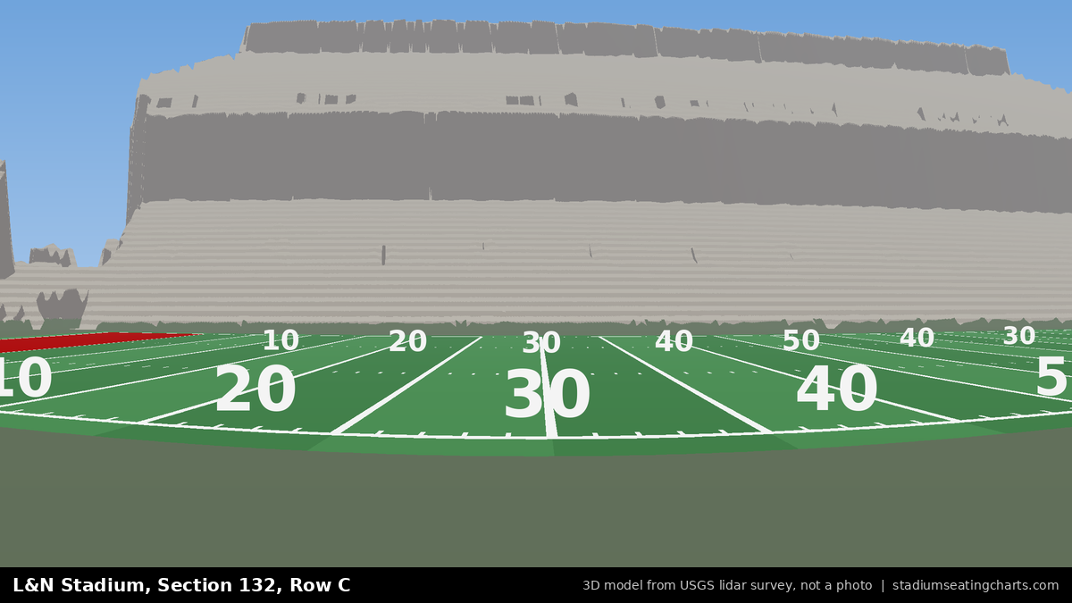 View from L&N Stadium Section 132, Row C, looking toward the field