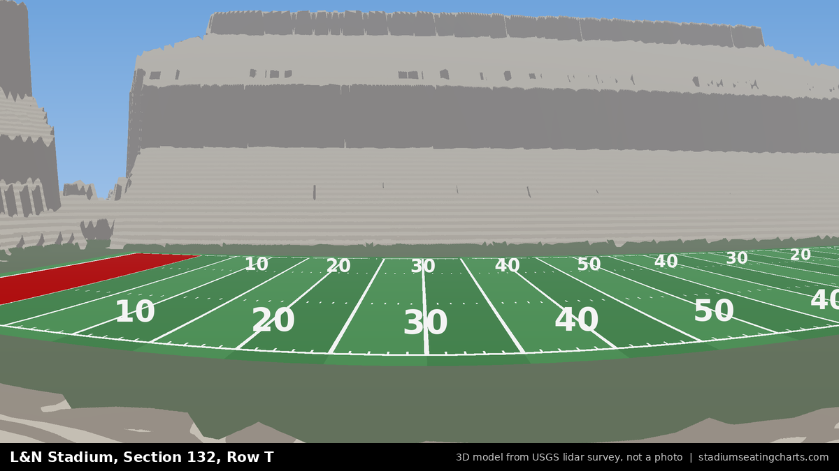View from L&N Stadium Section 132, Row T, looking toward the field