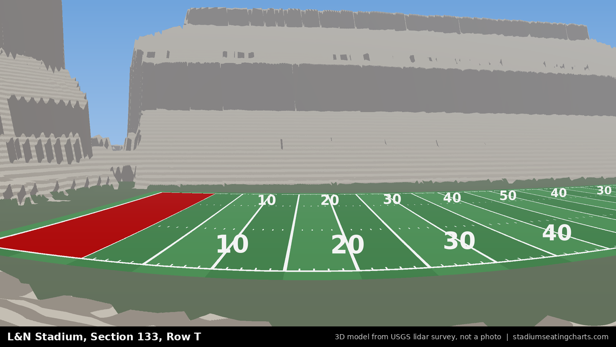 View from L&N Stadium Section 133, Row T, looking toward the field