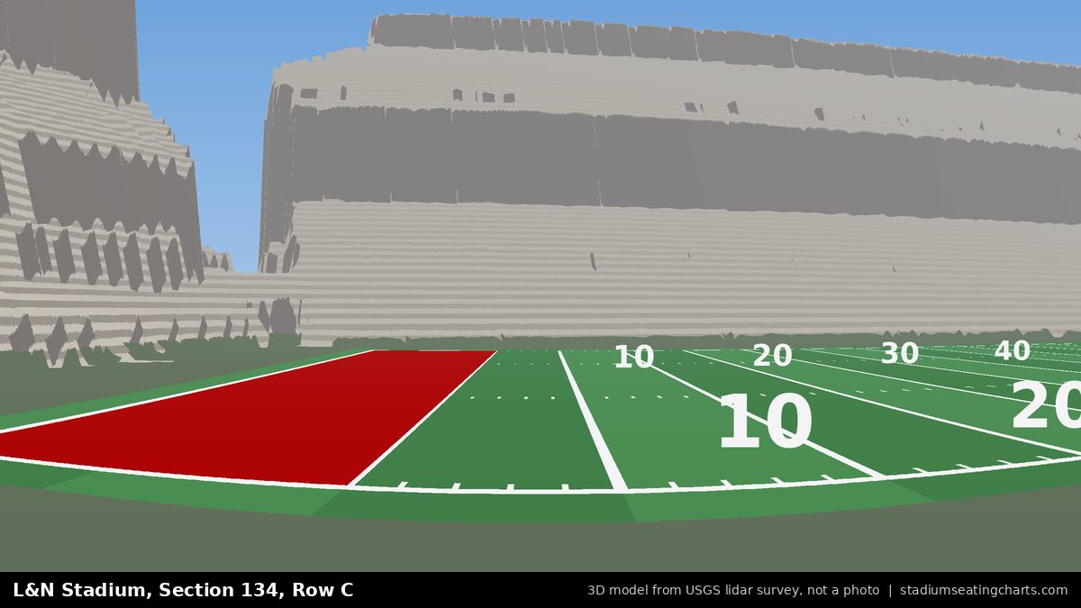 View from L&N Stadium Section 134, Row C, looking toward the field