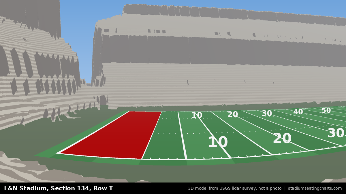 View from L&N Stadium Section 134, Row T, looking toward the field