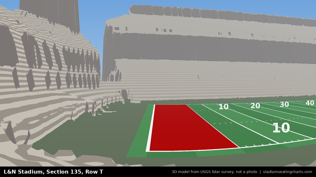 View from L&N Stadium Section 135, Row T, looking toward the field