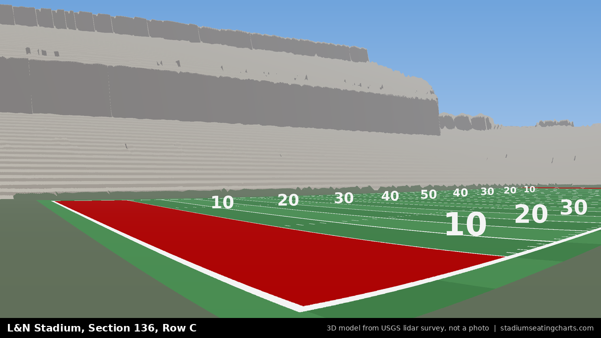 View from L&N Stadium Section 136, Row C, looking toward the field
