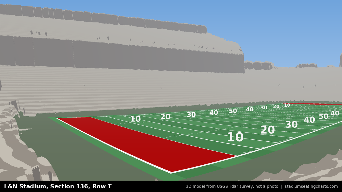 View from L&N Stadium Section 136, Row T, looking toward the field