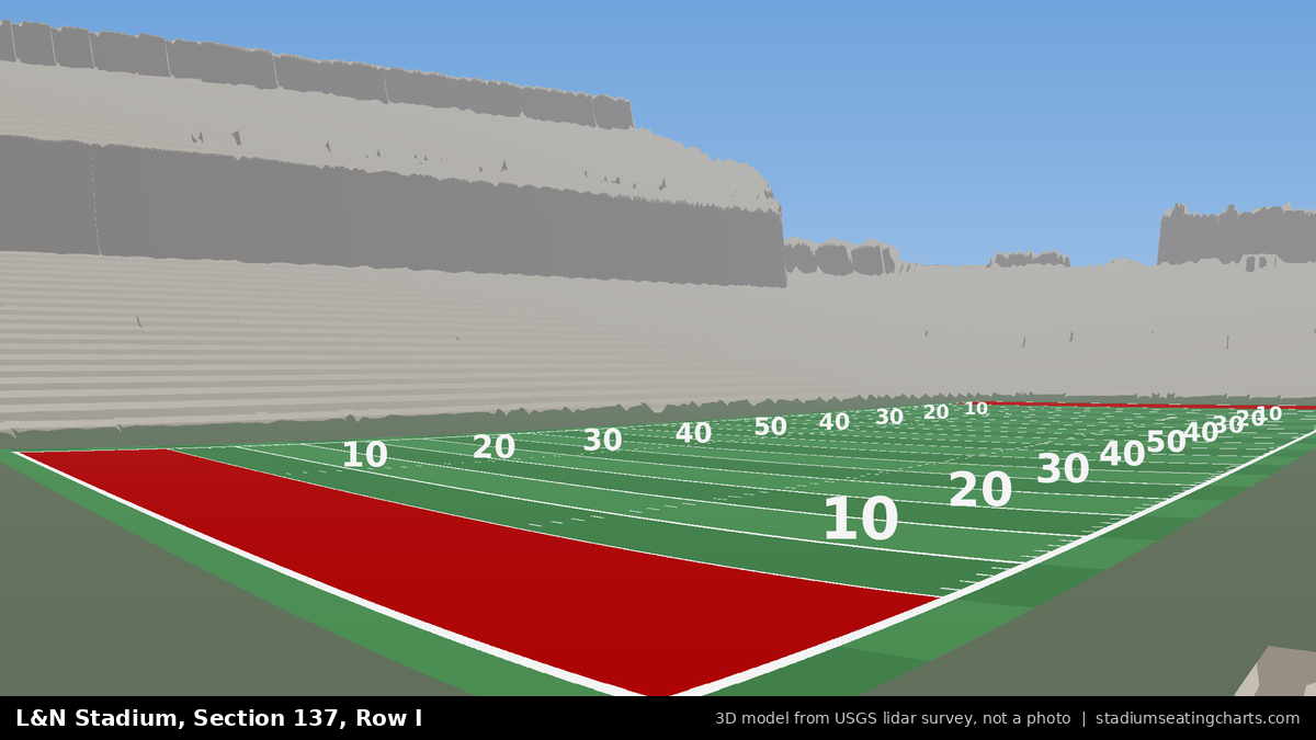 View from L&N Stadium Section 137, Row I, looking toward the field