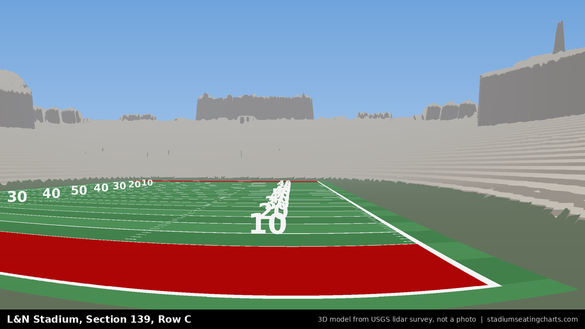 View from L&N Stadium Section 139, Row C, looking toward the field