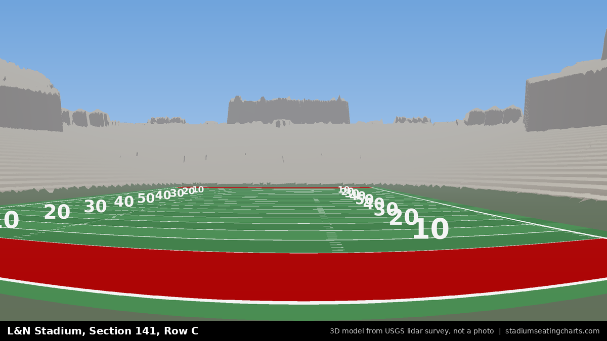View from L&N Stadium Section 141, Row C, looking toward the field