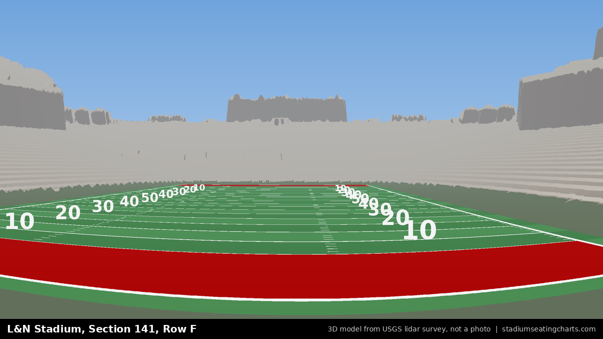 View from L&N Stadium Section 141, Row F, looking toward the field