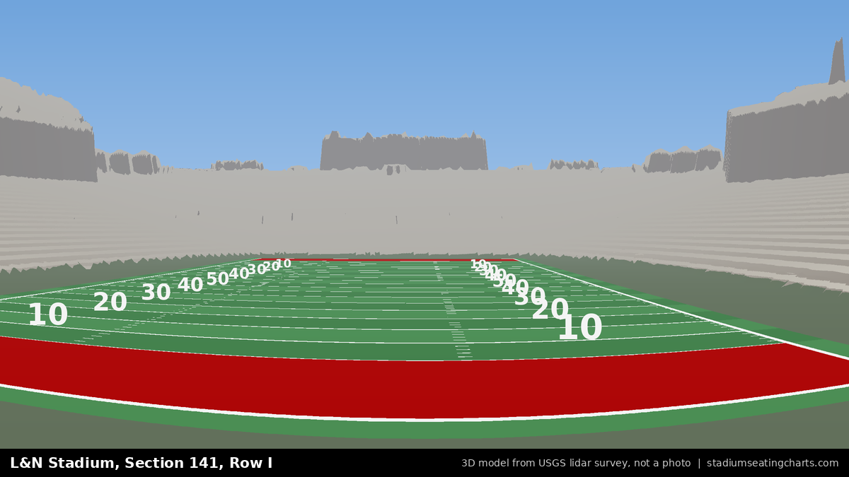 View from L&N Stadium Section 141, Row I, looking toward the field