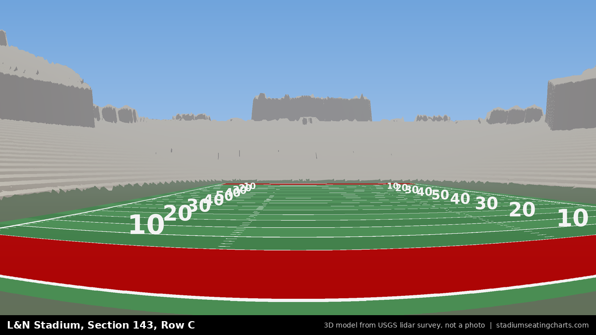 View from L&N Stadium Section 143, Row C, looking toward the field