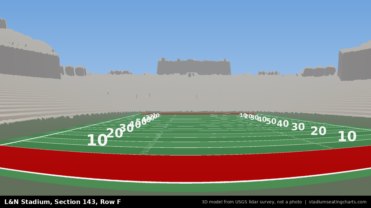 View from L&N Stadium Section 143, Row F, looking toward the field