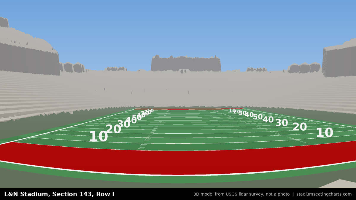 View from L&N Stadium Section 143, Row I, looking toward the field